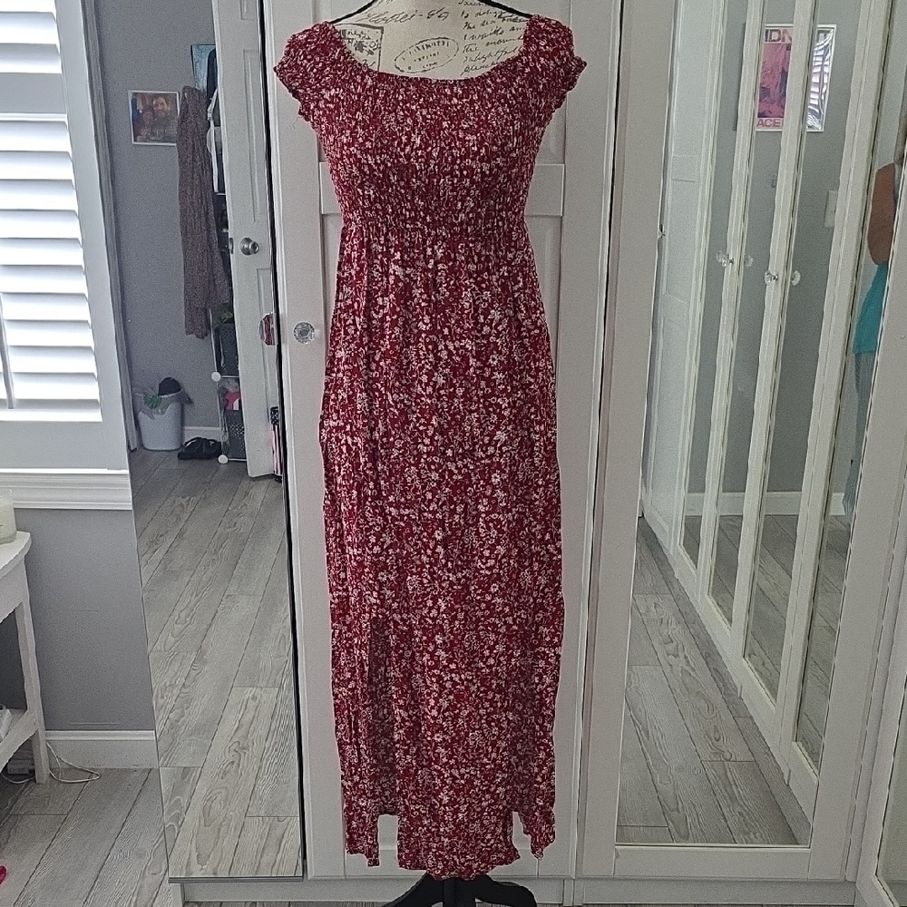 Floral Red Maxi Dress